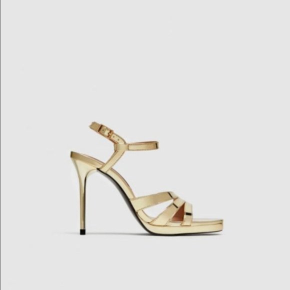 NWOT Gold Zara high hills! Gold gold. Elegant. Size 39/ 8 - Picture 7 of 15
